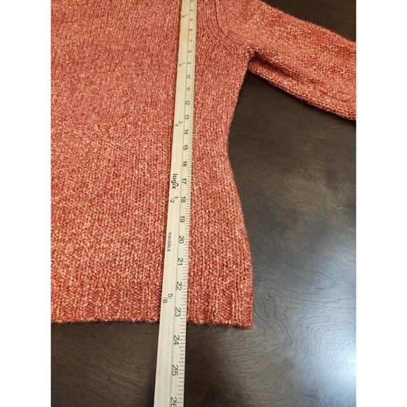 LOFT Women's Pointelle Mixed Ribbed Turtle Neck Pullover Sweater Orange Size M - Picture 5 of 5